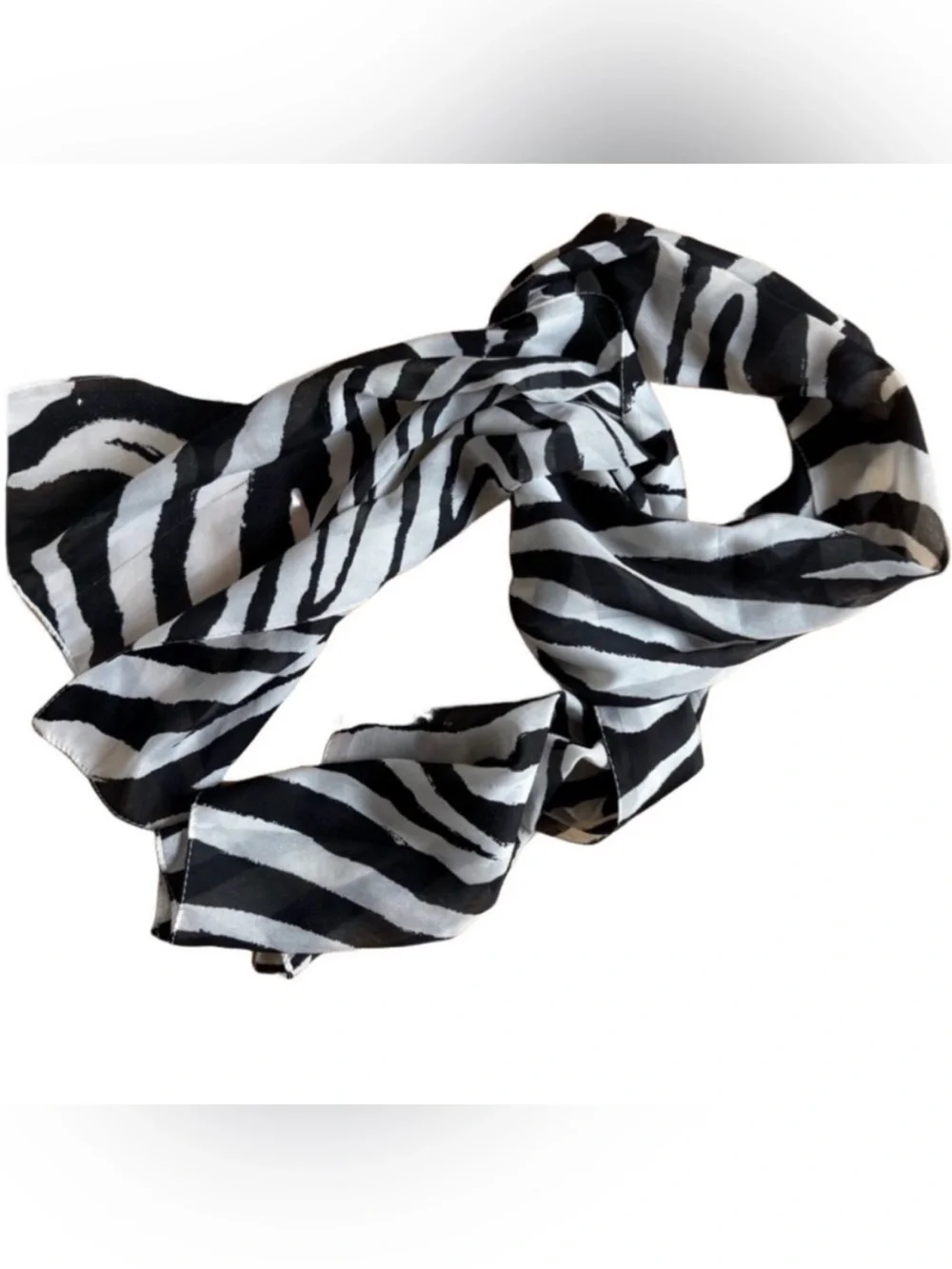 Zebra Print Scarf Narrow Light Weight 13”x58”